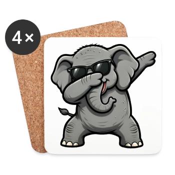 Dabbing Elephant - Coasters (set of 4) - white - Front