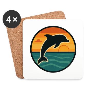 Girl Who Loves Dolphins – Ocean Animal Shirt - Coasters (set of 4) - white - Front