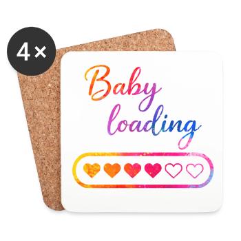Baby loading heart - Coasters (set of 4) - white - Front