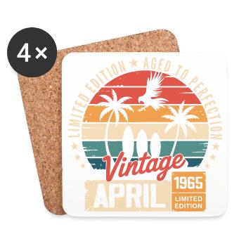 1965 Avril Anniversaire Légende Avril 1965 - Dessous de verre (lot de 4) - blanc - Devant