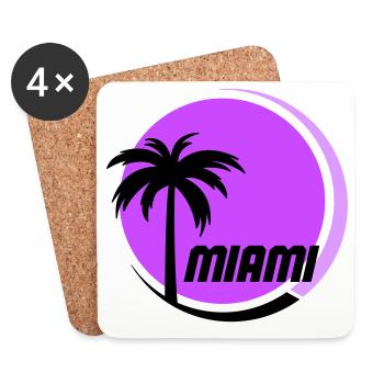 Miami Palm Trees Neon Retro - Coasters (set of 4) - white - Front
