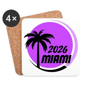 Miami  Palmen Neon Logo - Untersetzer (4er-Set) - Weiß - Vorne