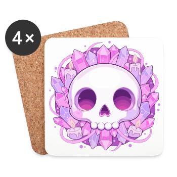 Kristallskull mit Kristallen - Untersetzer (4er-Set) - Weiß - Vorne