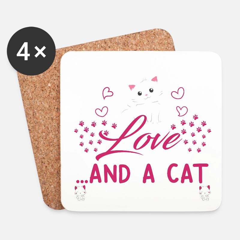 cat love - Coasters (set of 4) - white