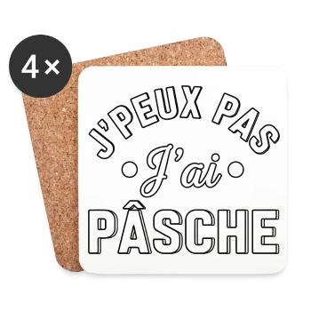 Cadeau homme T shirt homme j'peux pas j'ai pêche - Dessous de verre (lot de 4) - blanc - Devant