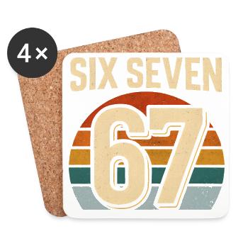 Six Seven 67 Italian Brainrot Retro Sunset Meme - Dessous de verre (lot de 4) - blanc - Devant