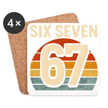 Six Seven 67 Italian Brainrot Retro Sunset Meme - Dessous de verre (lot de 4) - blanc - Devant