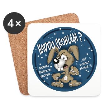 Hasen-Comic Haddu Problem? - Untersetzer (4er-Set) - Weiß - Vorne