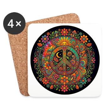Frieden Liebe Natur Hippie - Untersetzer (4er-Set) - Weiß - Vorne