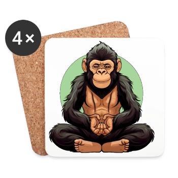 Affen Yoga / Yogi Affe - Untersetzer (4er-Set) - Weiß - Vorne
