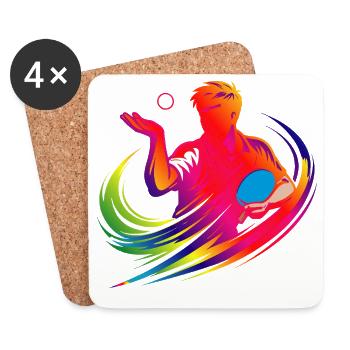 Table Tennis Shirt Neon Ping Pong Player - Coasters (set of 4) - white - Front
