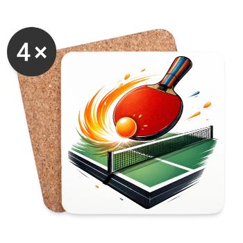 Joueur du club de tennis de table Joueur de club de ping-pong - Dessous de verre (lot de 4) - blanc - Devant