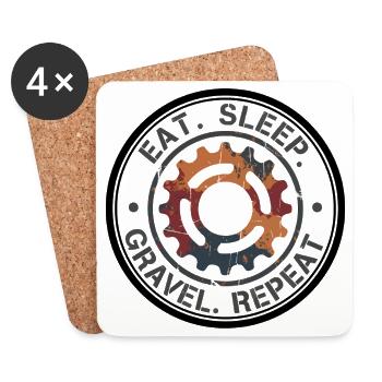 Eat Sleep Gravel Repeat Vintage Gear Badge - Coasters (set of 4) - white - Front