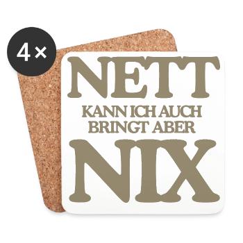 Lustiger Spruch Nett Kann Ich Auch Bringt Nix Retr - Untersetzer (4er-Set) - Weiß - Vorne