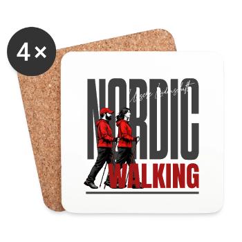 Nordic Walking Shirt - Untersetzer (4er-Set) - Weiß - Vorne
