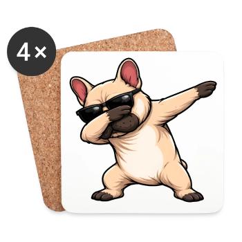 Bouledogue français - Dessous de verre (lot de 4) - blanc - Devant