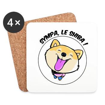 Sympa, le Shiba ! - Dessous de verre (lot de 4) - blanc - Devant