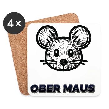Obermaus – Lustiges Maus Geschenk - Untersetzer (4er-Set) - Weiß - Vorne