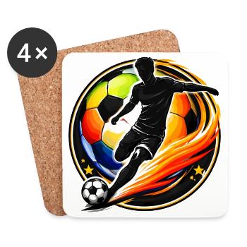 Ballon de football en silhouette de joueur de football - Dessous de verre (lot de 4) - blanc - Devant