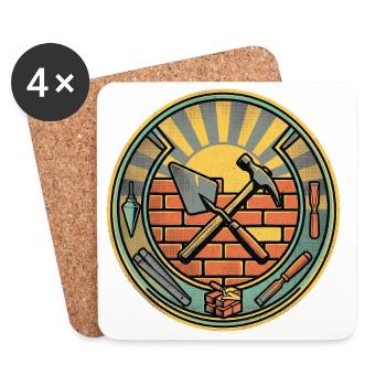 Mauerer Construction Worker Vintage - Coasters (set of 4) - white - Front