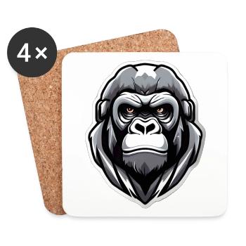 Gorilla-Krieger-Grafik - Untersetzer (4er-Set) - Weiß - Vorne
