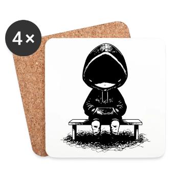 Anonymous Ombre Hoodie Black and White - Coasters (set of 4) - white - Front
