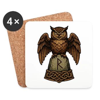 Owl Guardian at Runestone - Coasters (set of 4) - white - Front