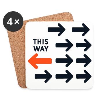Inverted Arrow Against Current Design This Way Tot - Coasters (set of 4) - white - Front