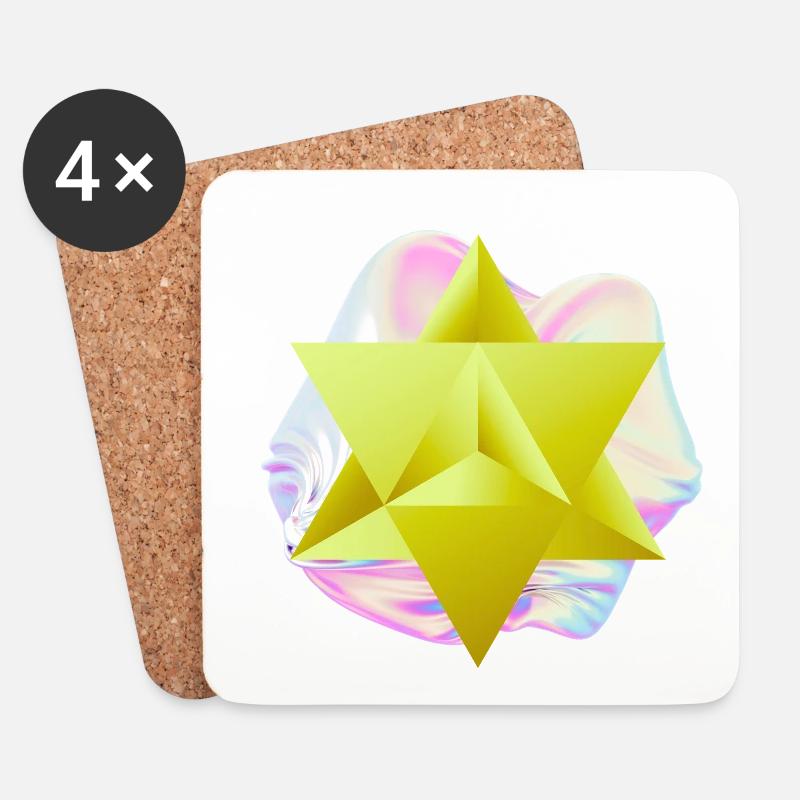 Surrealer Merkaba-Stern - Untersetzer (4er-Set) - Weiß