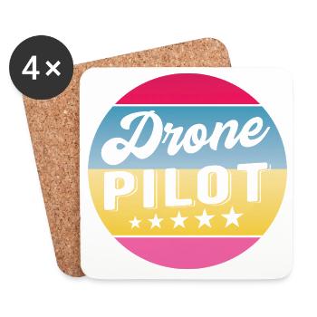 Pilote de drone Insigne de gradient de pilote Drohnenpilot - Dessous de verre (lot de 4) - blanc - Devant