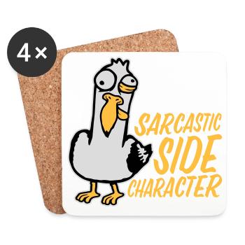 Verrückte Möwe Sarcastic Side Character Lustig - Untersetzer (4er-Set) - Weiß - Vorne