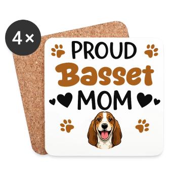 Fière maman basset, basset hound - Dessous de verre (lot de 4) - blanc - Devant