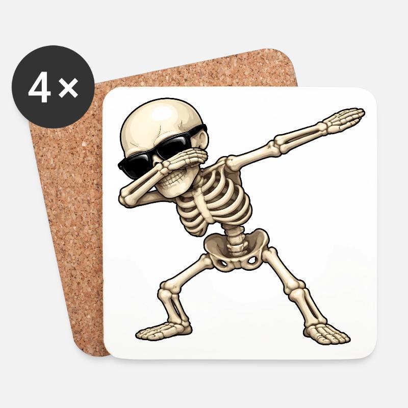 Dabbing Skeleton - Coasters (set of 4) - white