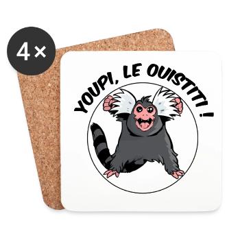 Youpi, le ouistiti ! - Dessous de verre (lot de 4) - blanc - Devant