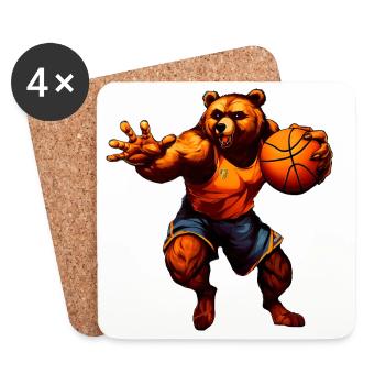 Joueur de basket-ball des Bears - Dessous de verre (lot de 4) - blanc - Devant