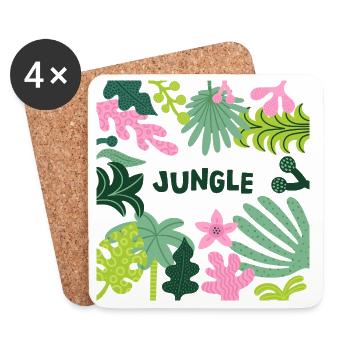 Jungle Tropical Leaves Pattern Nature Design - Coasters (set of 4) - white - Front