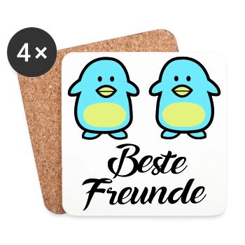 Pinguine Beste Freunde - Untersetzer (4er-Set) - Weiß - Vorne