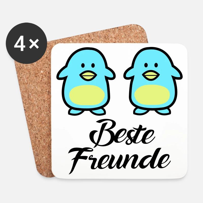 Pinguine Beste Freunde - Untersetzer (4er-Set) - Weiß