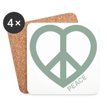 Paix Cœur Symbole de la Paix Vert - Dessous de verre (lot de 4) - blanc - Devant