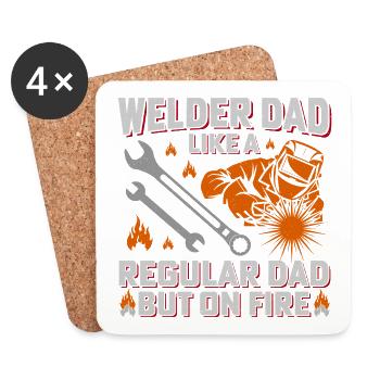 Schweißer Papa Feuerkraft Design - Untersetzer (4er-Set) - Weiß - Vorne