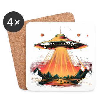 UFO arc over mountains - Coasters (set of 4) - white - Front