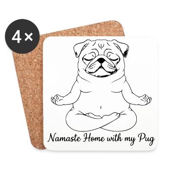 Namaste Home With My Pug Yoga - Coasters (set of 4) - white - Front