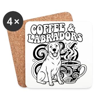 Coffee Labradors Hund Outline - Untersetzer (4er-Set) - Weiß - Vorne