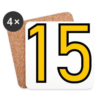 15. 15 ANS. 15e ANNIVERSAIRE. ANNIVERSAIRE 15 ANS. - Dessous de verre (lot de 4) - blanc - Devant