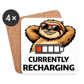 Sloth Chill Battery Tee - Untersetzer (4er-Set) - Weiß - Vorne