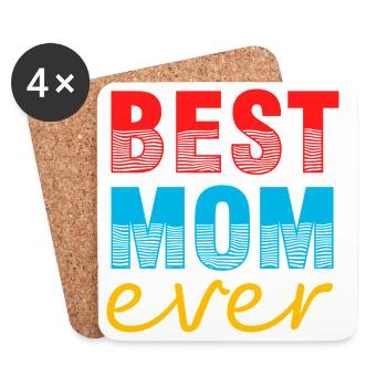 momBest Mom Ever Gift Shirt - Coasters (set of 4) - white - Front