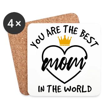 Beste Mama der Welt Kronen-Shirt - Untersetzer (4er-Set) - Weiß - Vorne