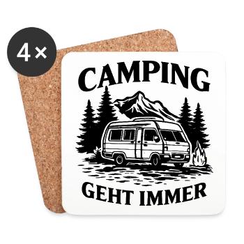 Camping geht immer Camper Wohnmobil Outdoor - Untersetzer (4er-Set) - Weiß - Vorne