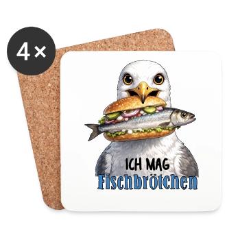 Ich mag Fischbrötchen - Untersetzer (4er-Set) - Weiß - Vorne