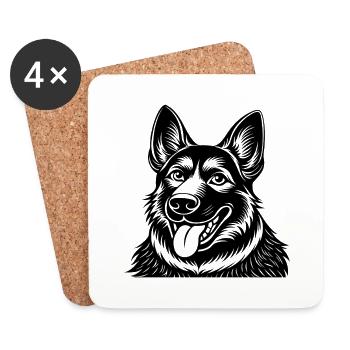 Deutscher Schäferhund - Untersetzer (4er-Set) - Weiß - Vorne